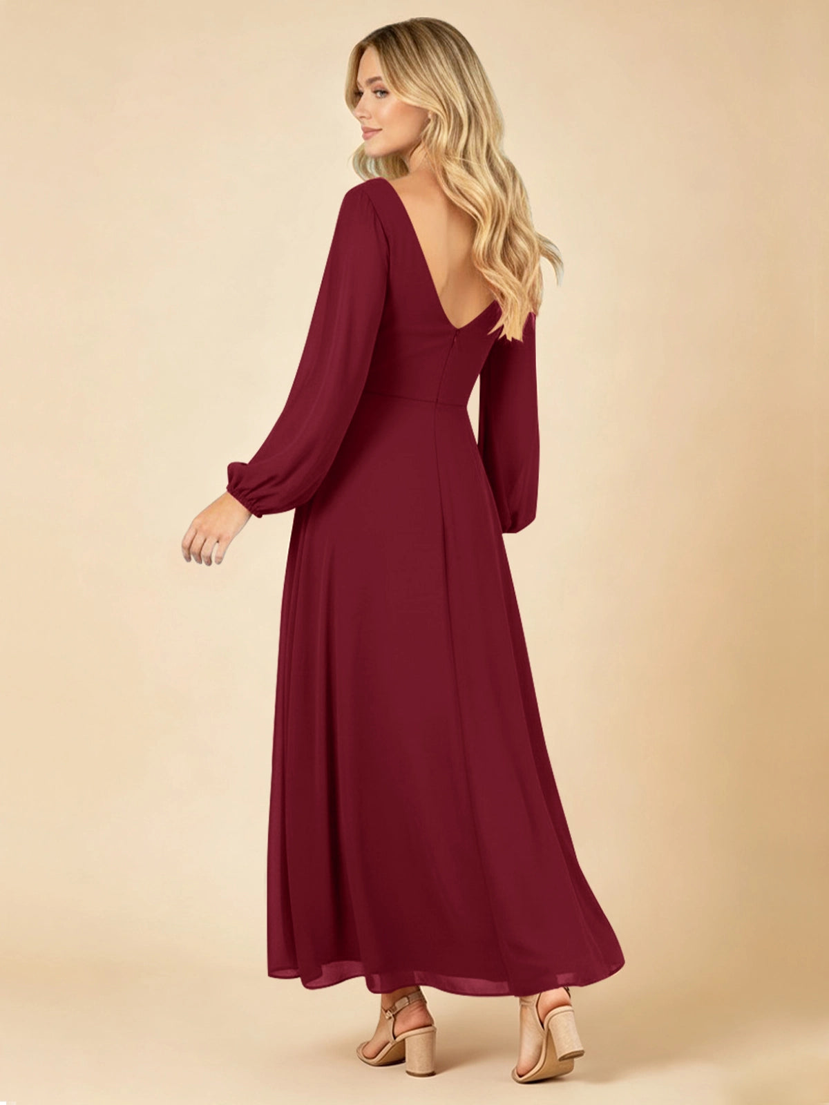 A-line Bridesmaid Dress with Long Sleeves 