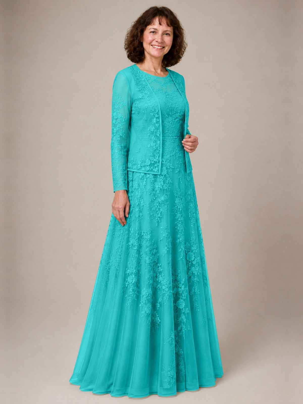 A-line Mother of the Bride Dress with Lace 