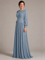 Chiffon Mother of the Bride Dress with Jewel Neckline 