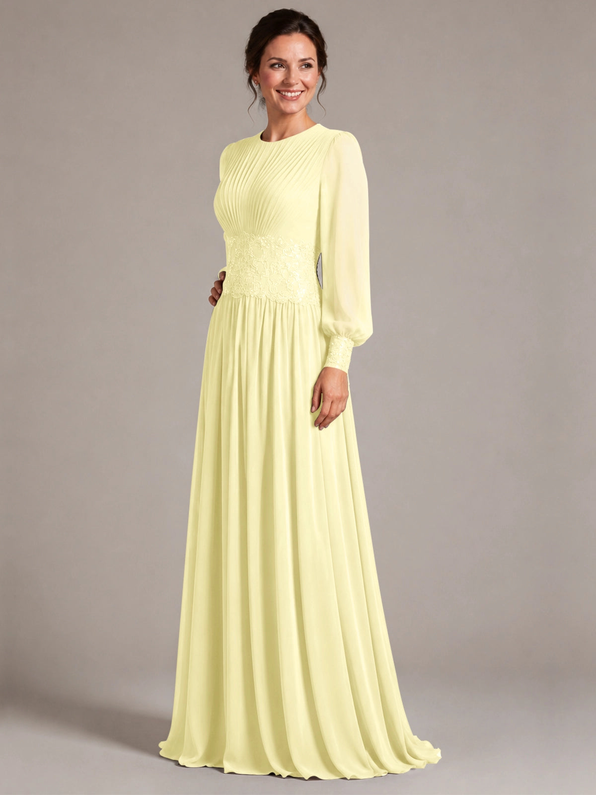 Chiffon Mother of the Bride Dress with Jewel Neckline 