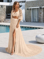 Lace Wedding Dress with Slit 