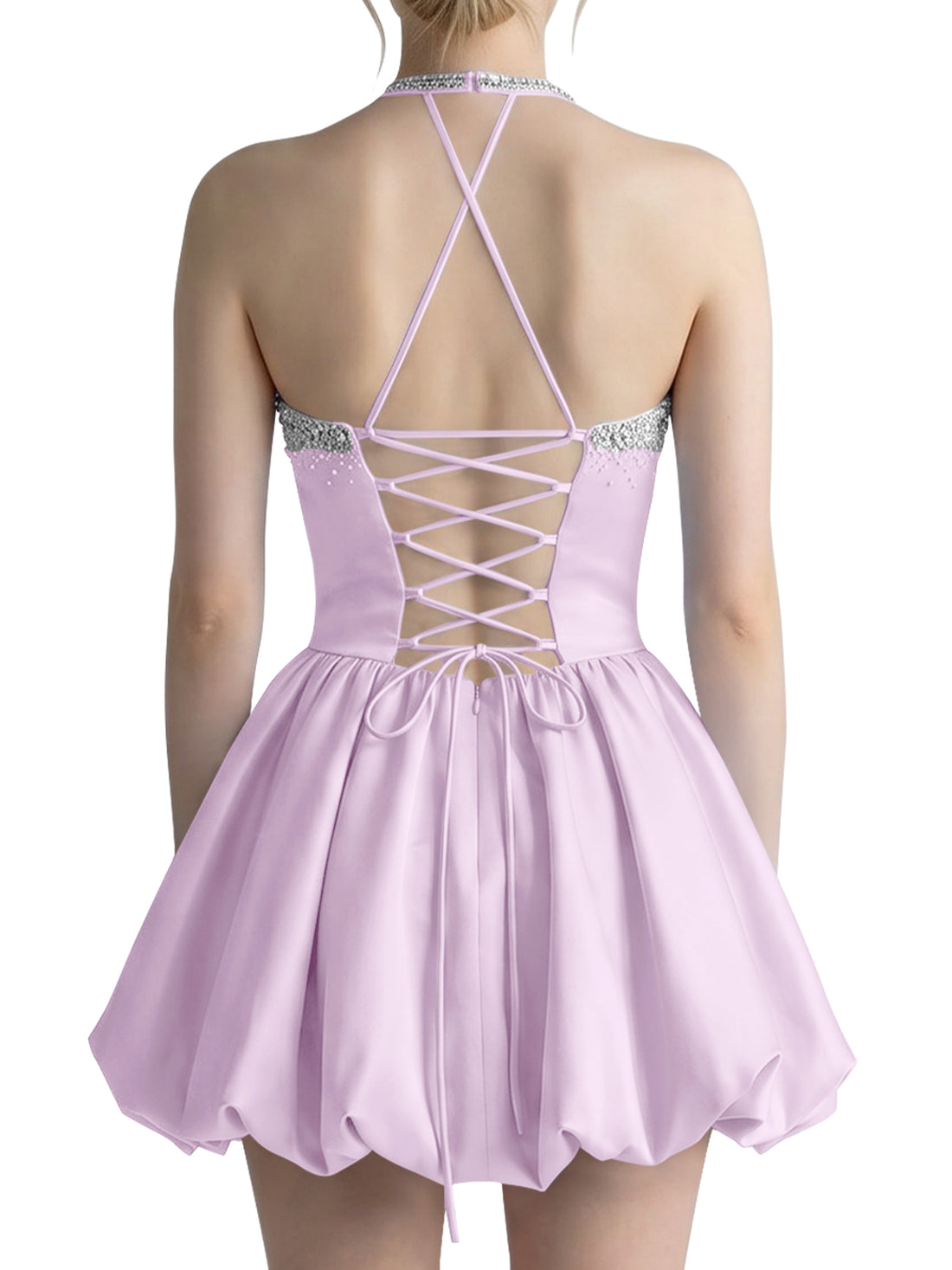 Beading Bubble Hem Mini Dress 