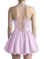 Beading Bubble Hem Mini Dress 