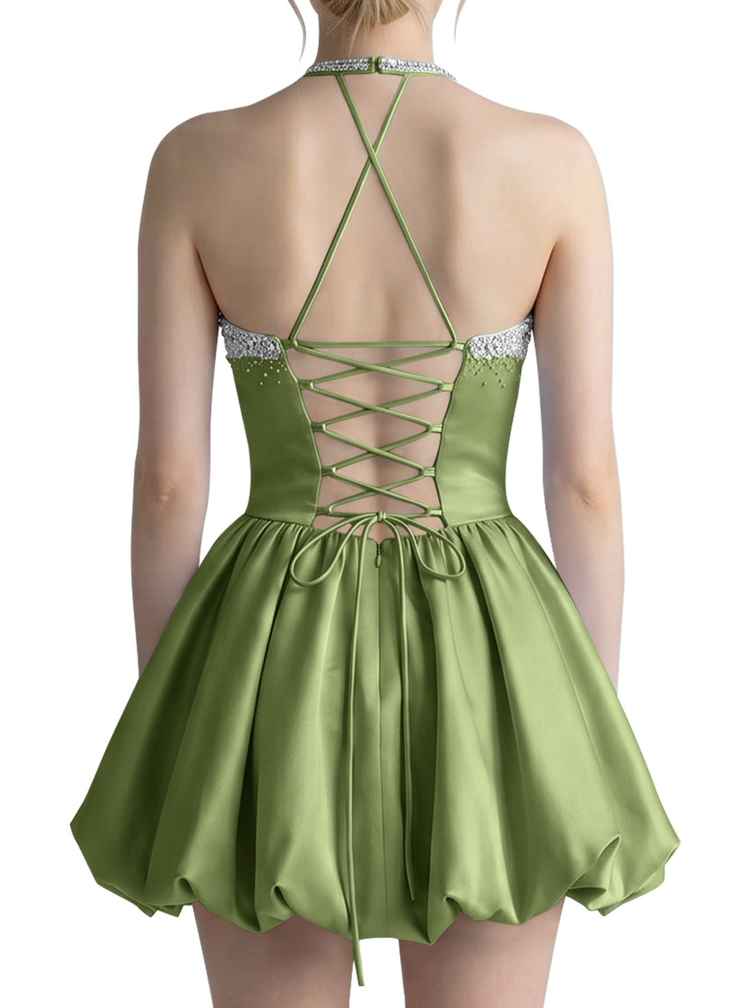 Beading Bubble Hem Mini Dress 