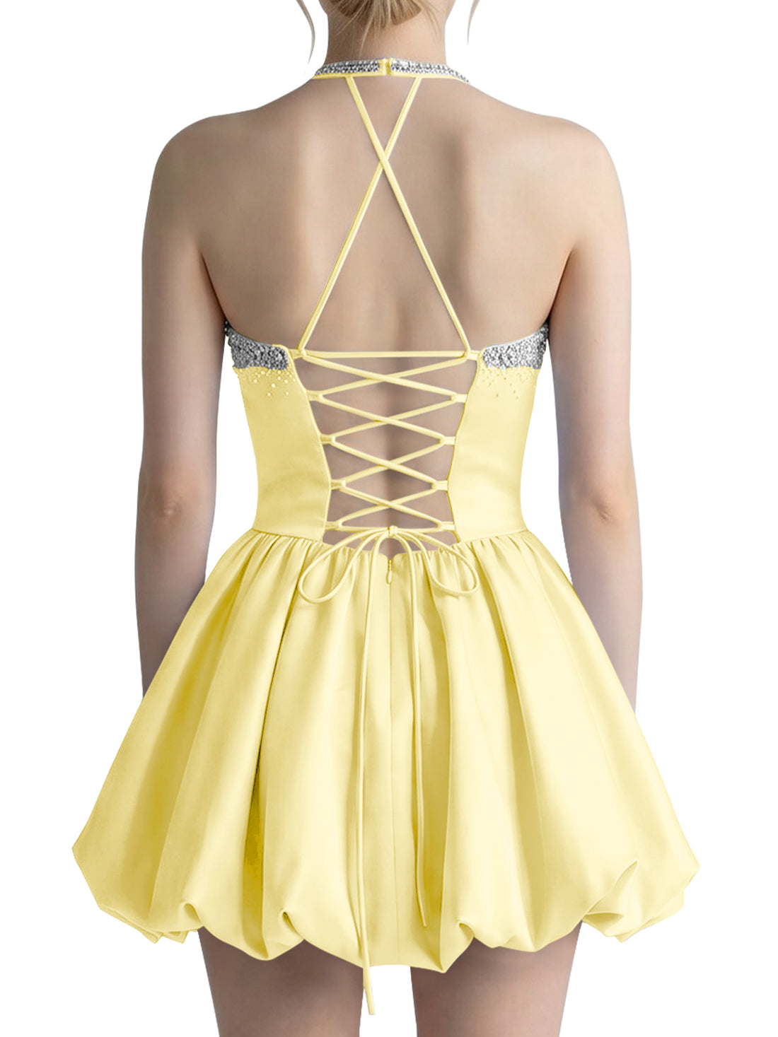 Beading Bubble Hem Mini Dress 
