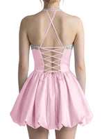Beading Bubble Hem Mini Dress 