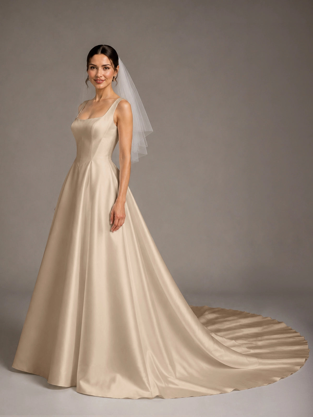 A-line Wedding Dress with Square Neck 