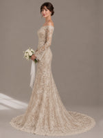 Lace Wedding Dress with Off-the-Shoulder 