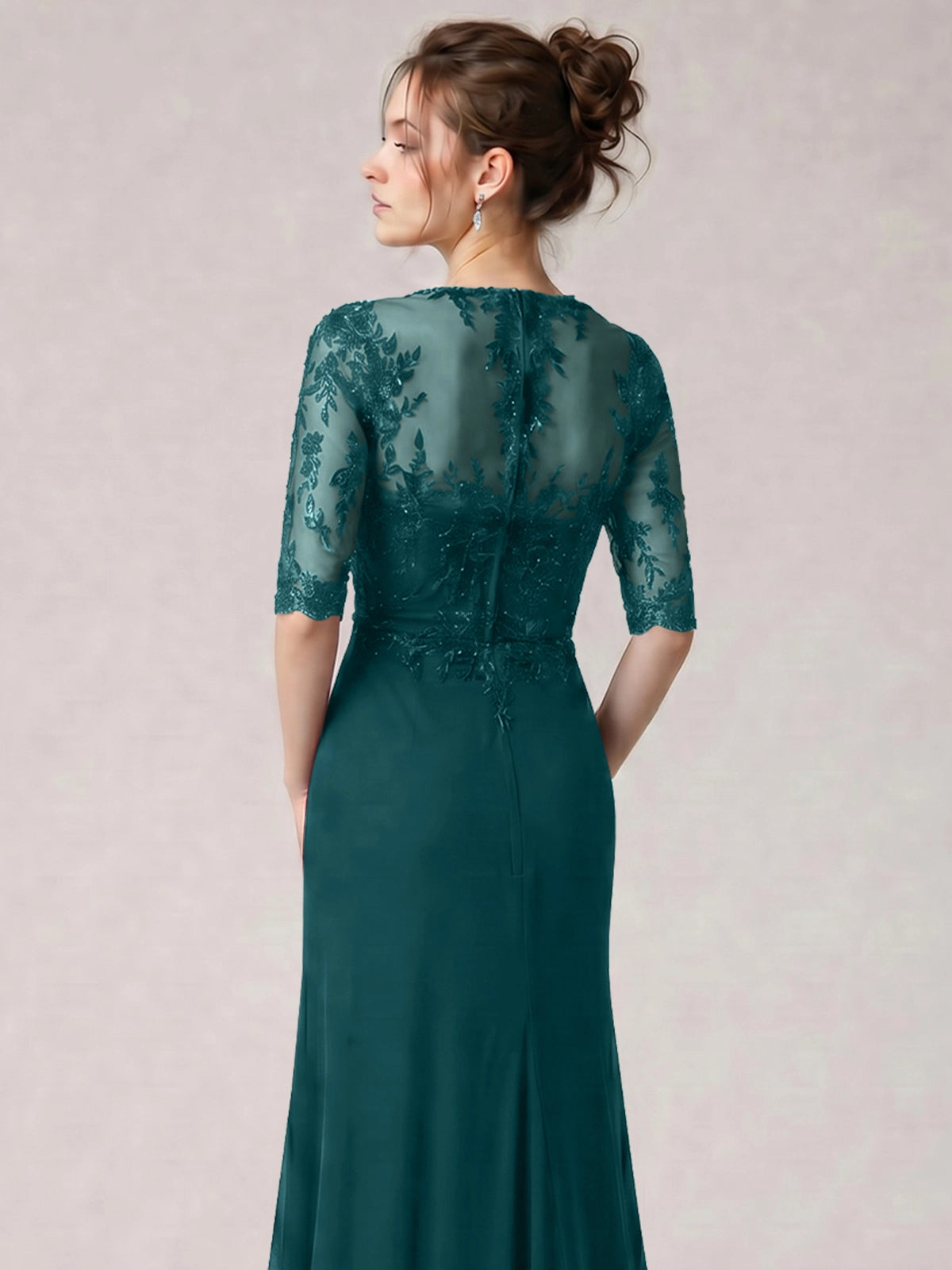 Lace Mother of the Bride Dress with Half Sleeves