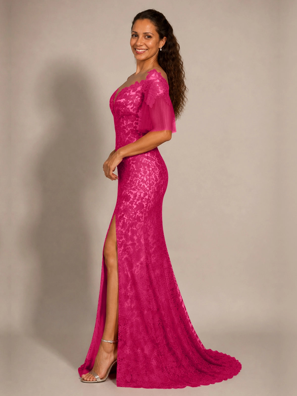 Mermaid Mother of the Bride Dress with V-neck 