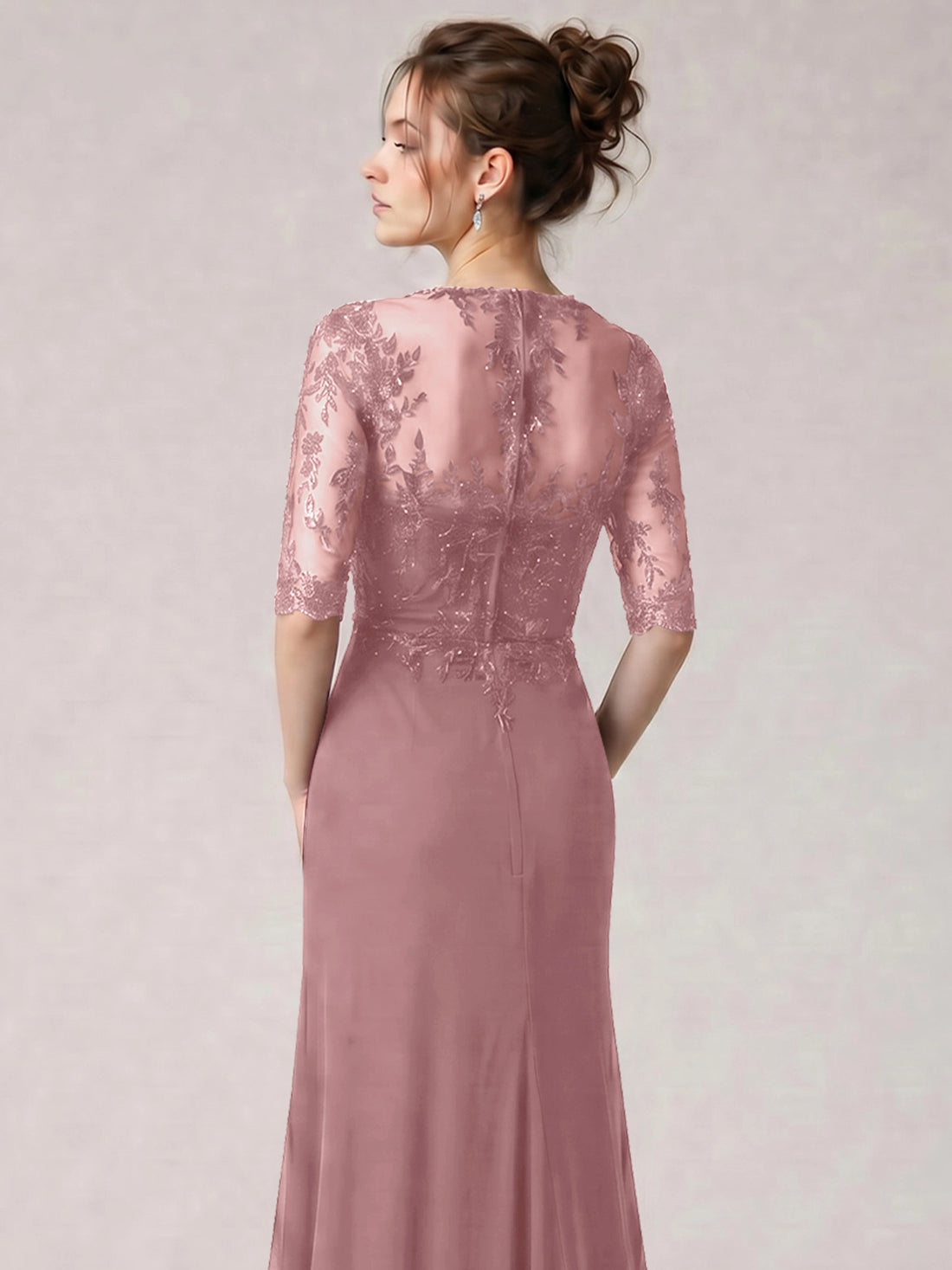 Lace Mother of the Bride Dress with Half Sleeves