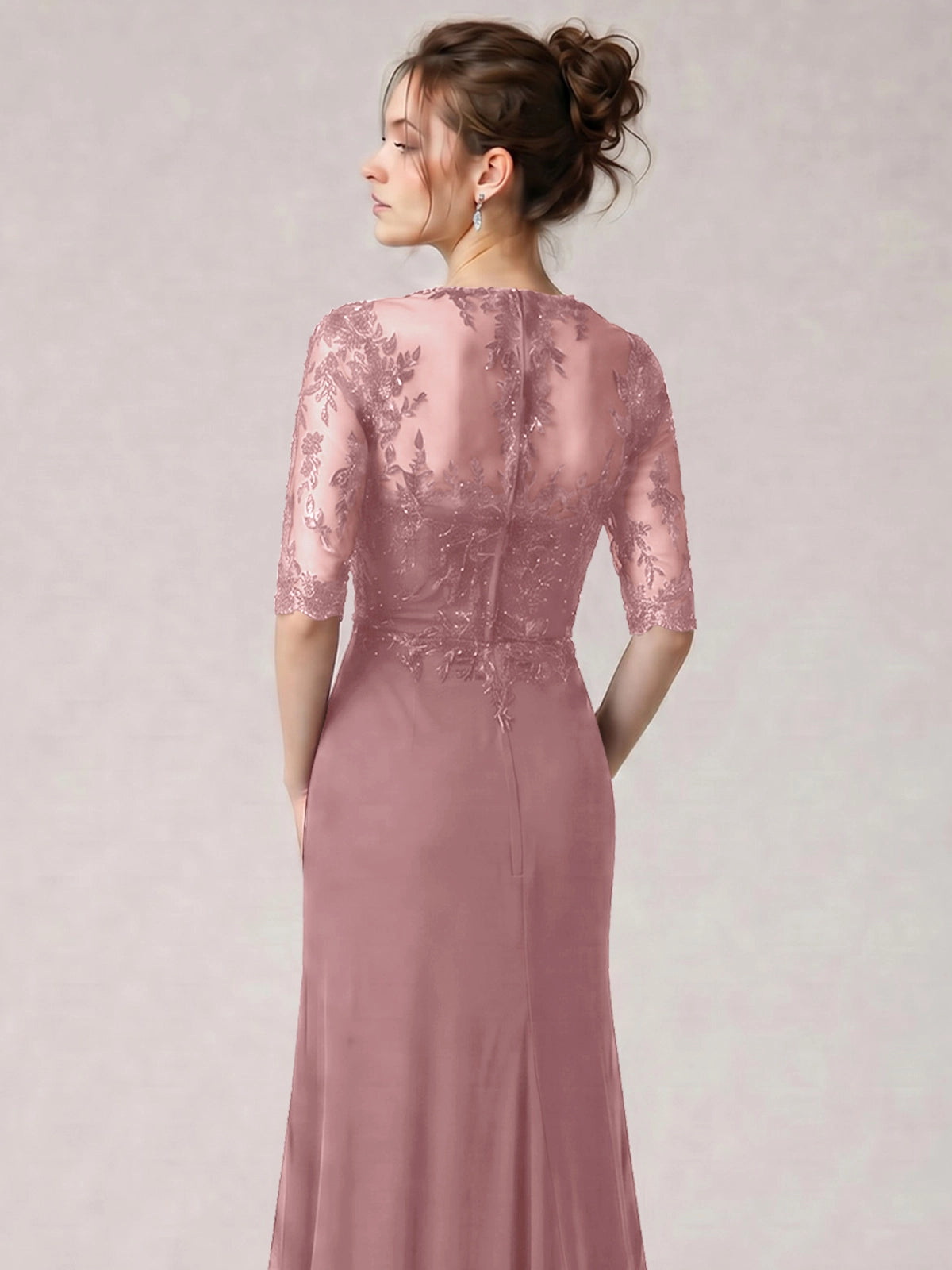 Lace Mother of the Bride Dress with Half Sleeves