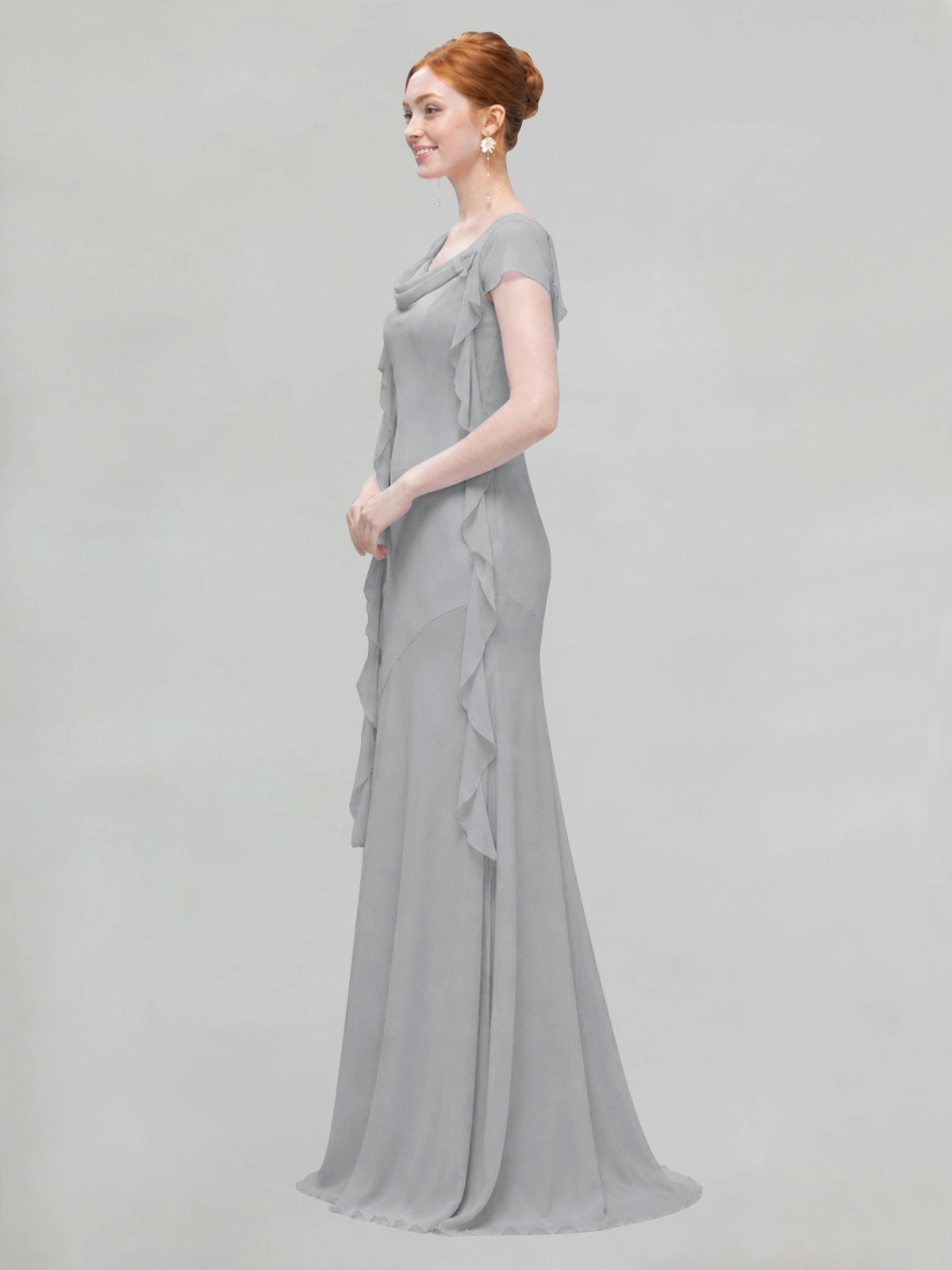 Flowy Ruffle Sheath Bridesmaid Dress 
