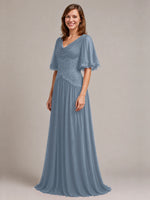 Cowl Neck Mother of the Bride Dress with Applique 