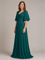 Cowl Neck Mother of the Bride Dress with Applique 