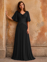 Cowl Neck Mother of the Bride Dress with Applique 