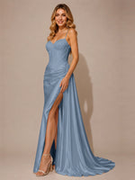 Silk-like Prom Dress with Appliques