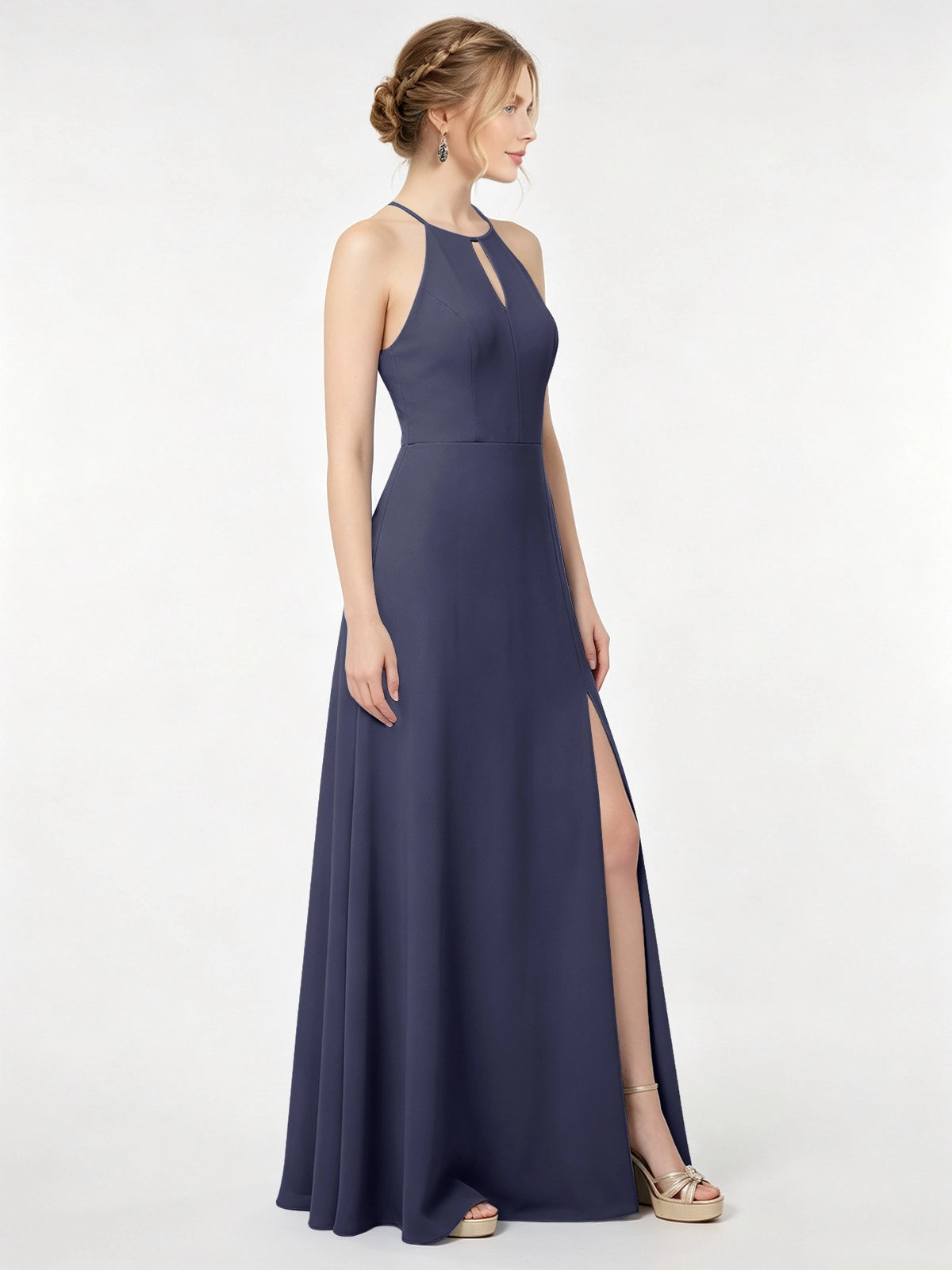 Chiffon Bridesmaid Dress with Halter 