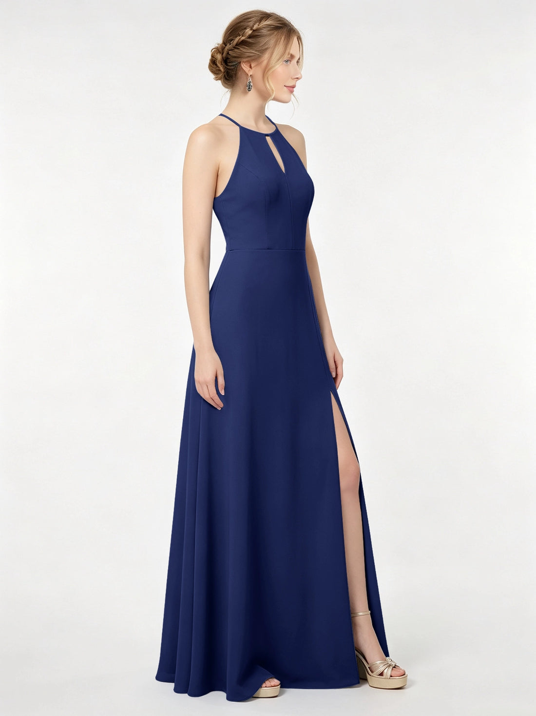 Chiffon Bridesmaid Dress with Halter 