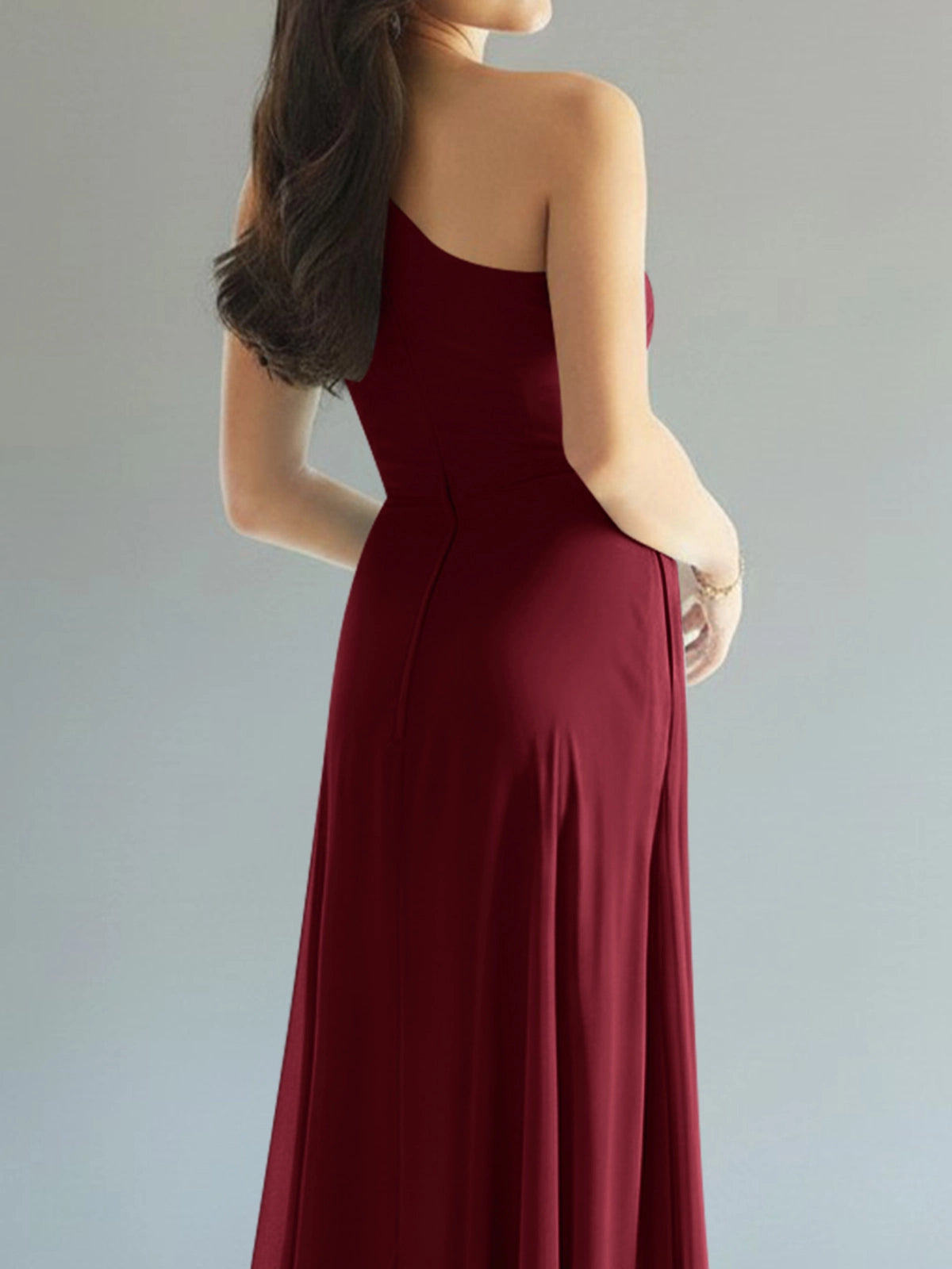 One-Shoulder Bridesmaid Dress with Slit