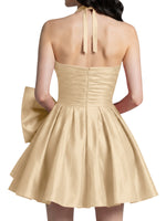 Halter Oversized Bow Mini Dress 