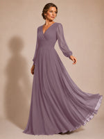 Chiffon Mother of the Bride Dress with Long Sleeves 