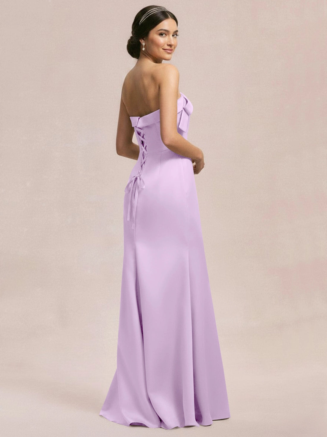 Satin Bow Accent Bridesmaid Dress 