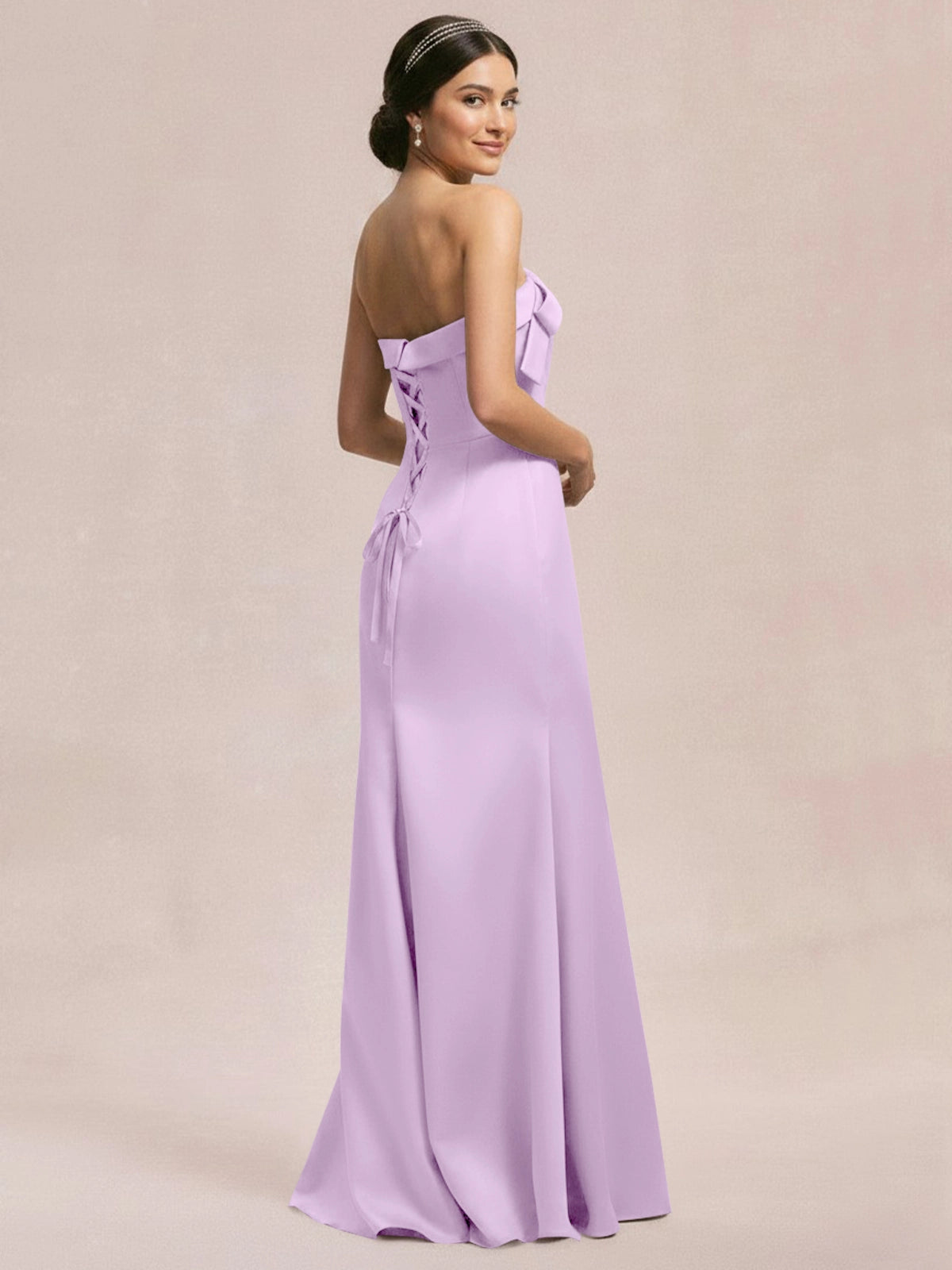 Satin Bow Accent Bridesmaid Dress 