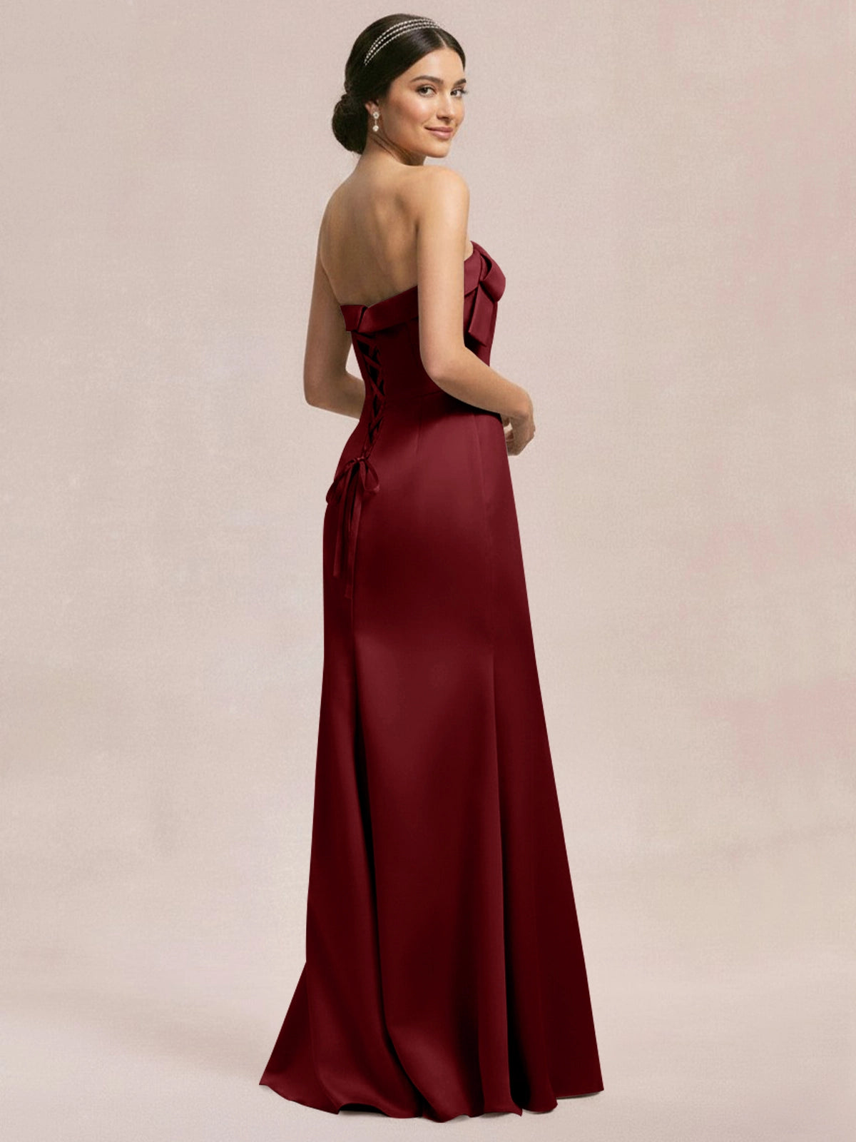 Satin Bow Accent Bridesmaid Dress 