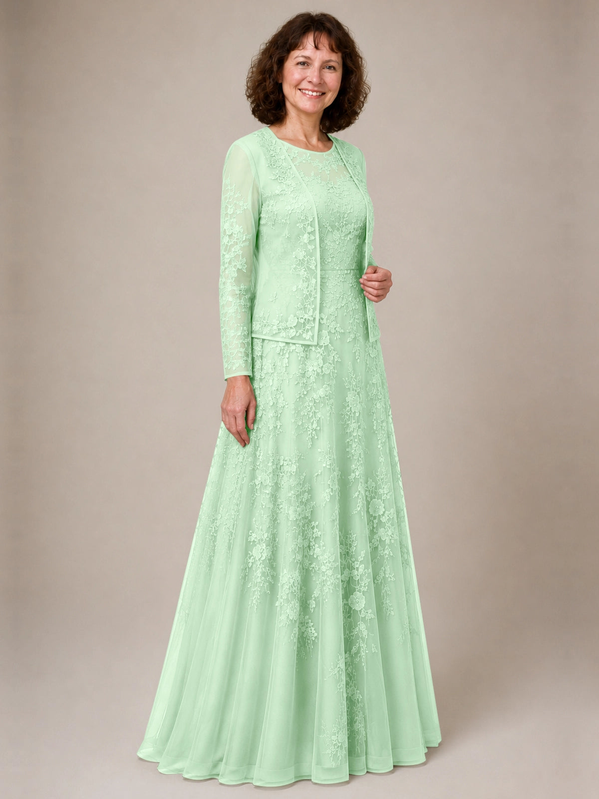 A-line Mother of the Bride Dress with Lace 