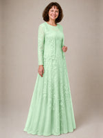 A-line Mother of the Bride Dress with Lace 