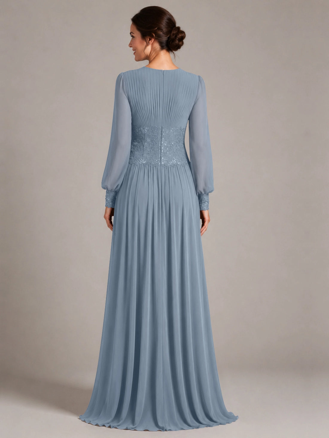 Chiffon Mother of the Bride Dress with Jewel Neckline 