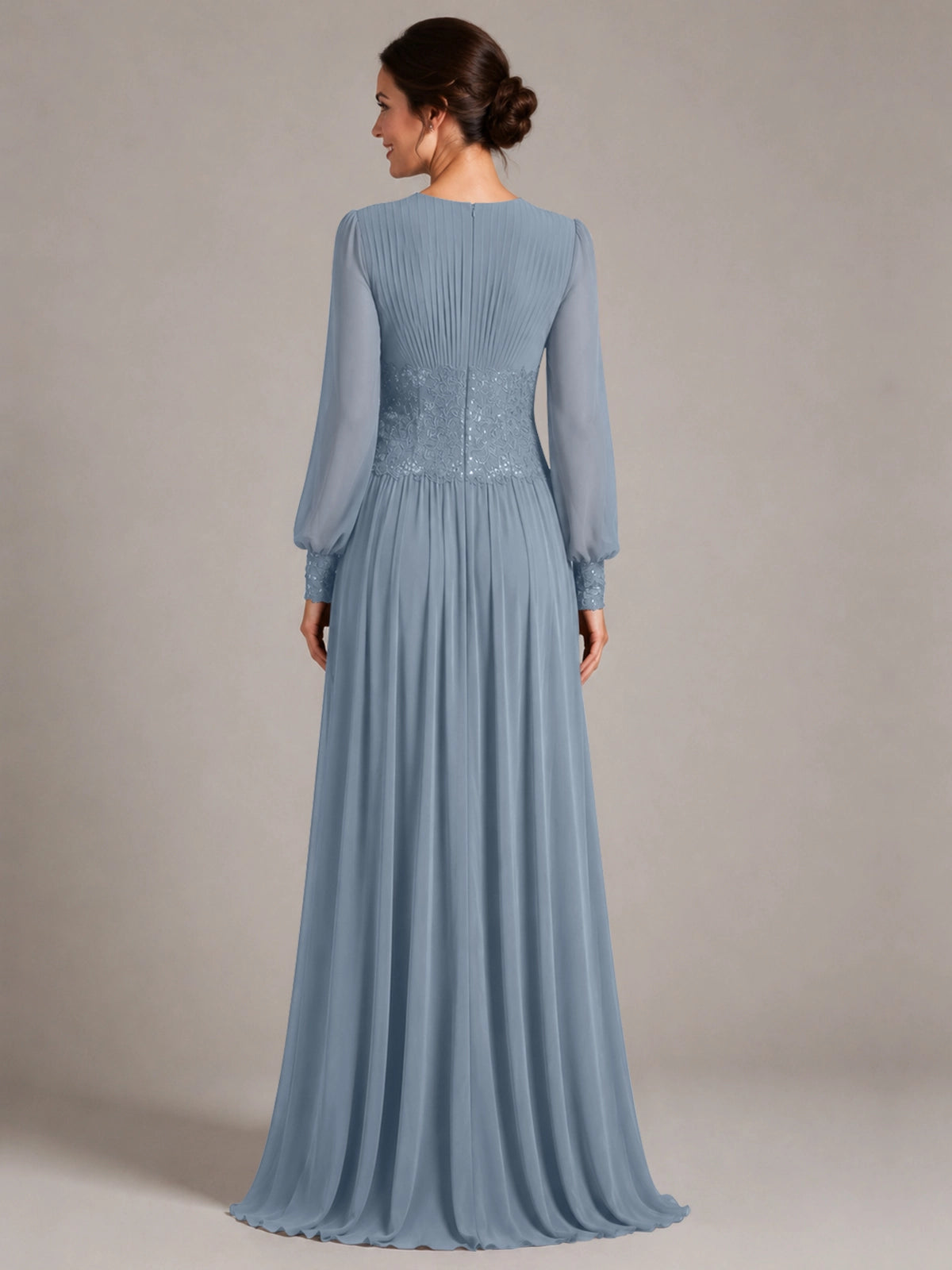 Chiffon Mother of the Bride Dress with Jewel Neckline 