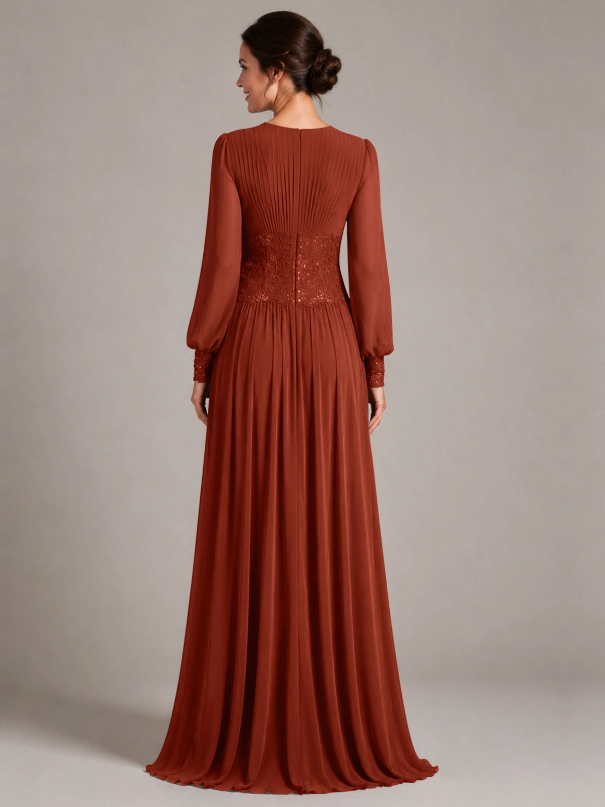 Chiffon Mother of the Bride Dress with Jewel Neckline 