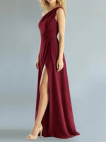 One-Shoulder Bridesmaid Dress with Slit