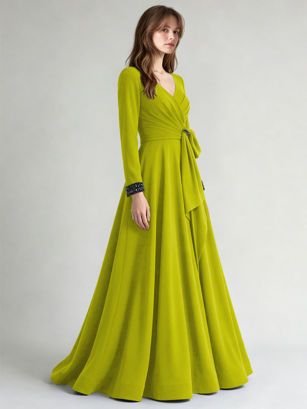 Stretch Satin Mother of the Bride Dress with Crystal