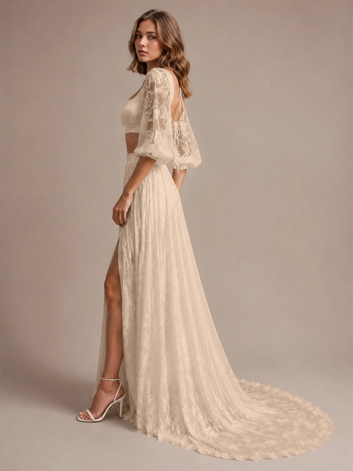 Lace Wedding Dress with Slit 