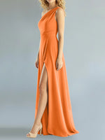 One-Shoulder Bridesmaid Dress with Slit
