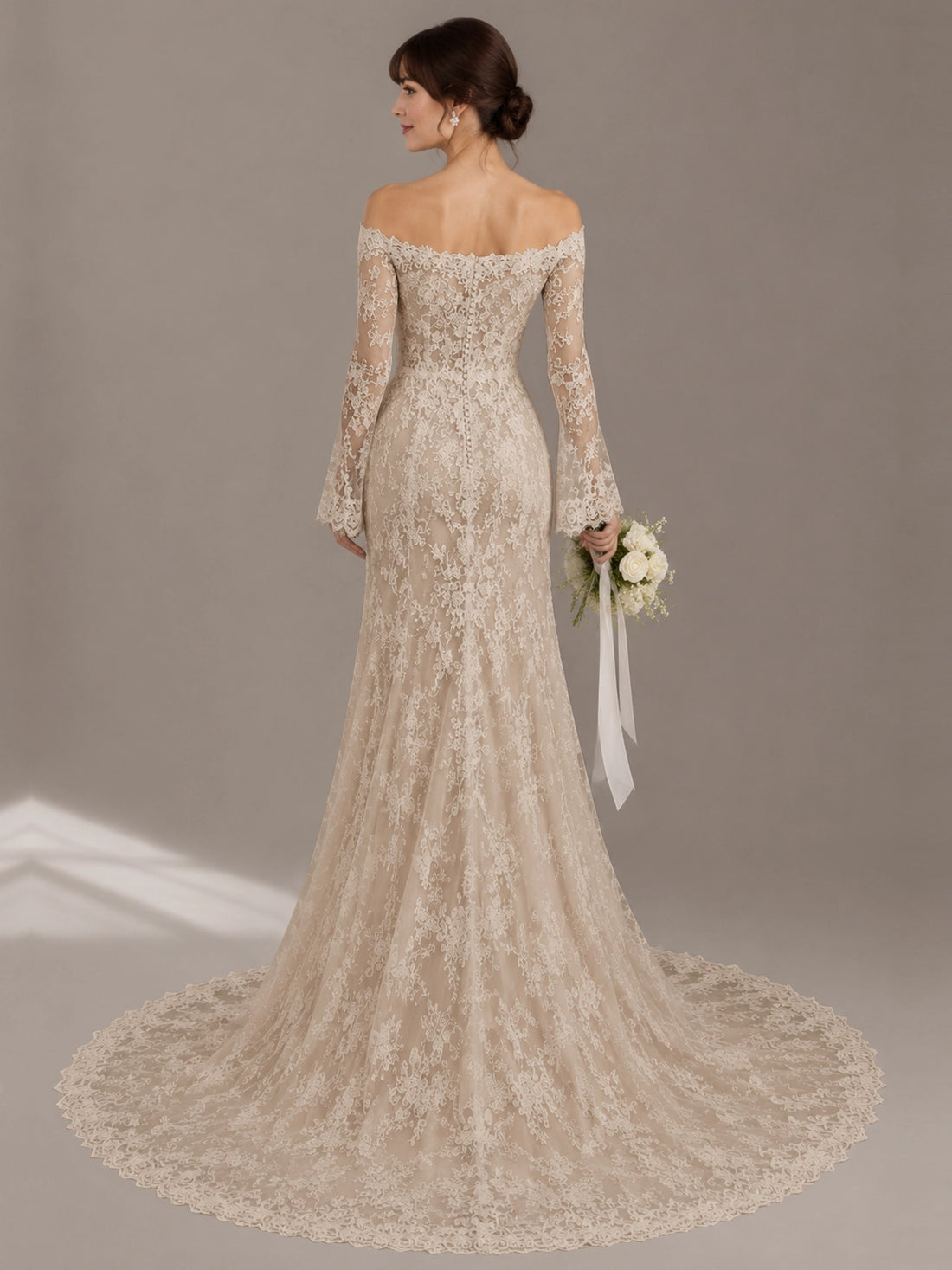 Lace Wedding Dress with Off-the-Shoulder 