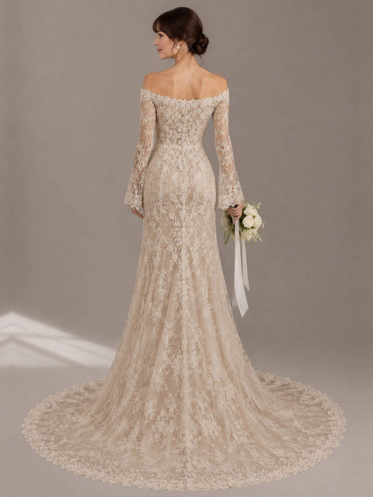 Lace Wedding Dress with Off-the-Shoulder 