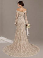 Lace Wedding Dress with Off-the-Shoulder 
