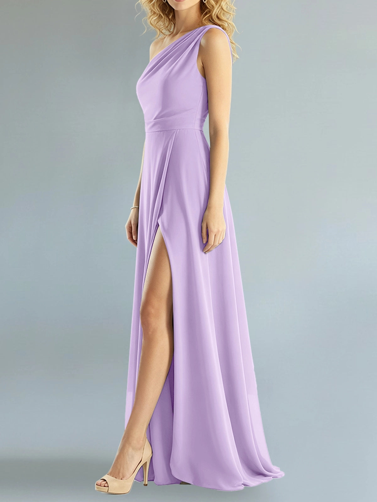 One-Shoulder Bridesmaid Dress with Slit