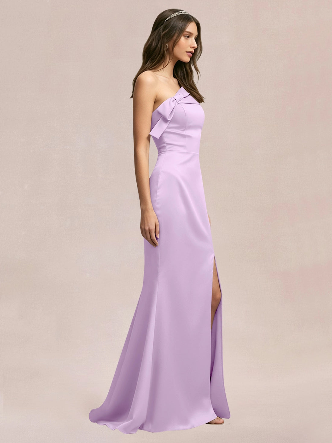 Satin Bow Accent Bridesmaid Dress 