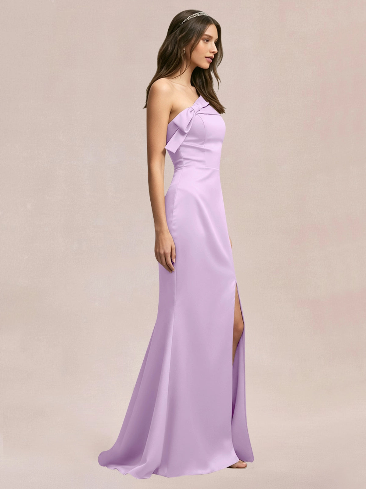 Satin Bow Accent Bridesmaid Dress 