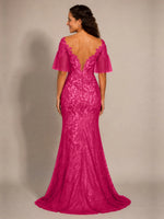 Mermaid Mother of the Bride Dress with V-neck 