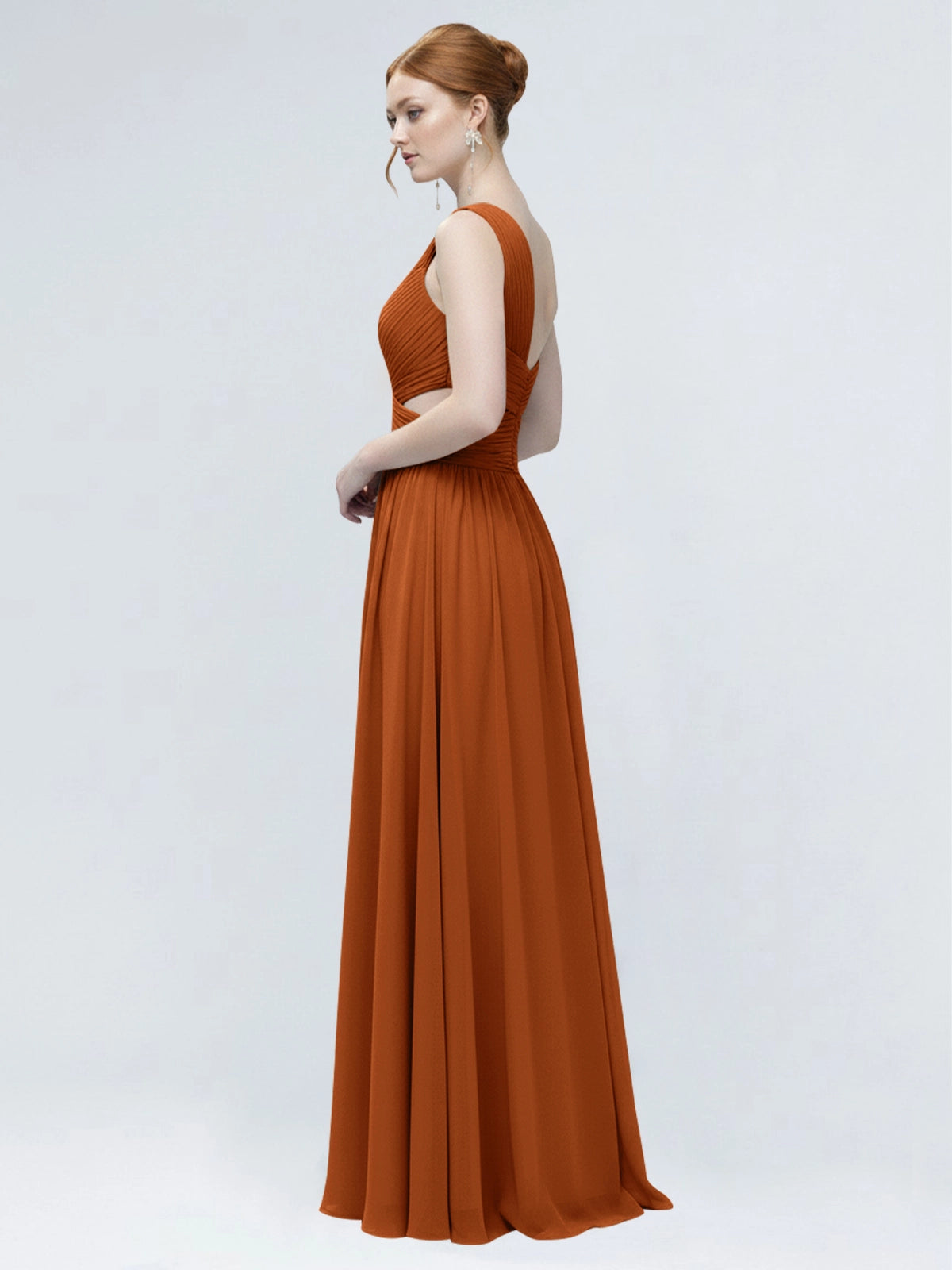 One-Shoulder Side Cut-Out Bridesmaid Dress 