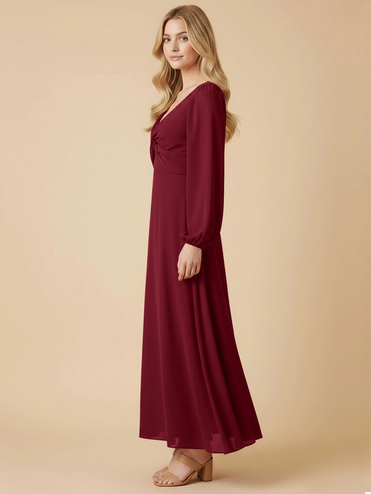 A-line Bridesmaid Dress with Long Sleeves 