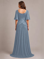 Cowl Neck Mother of the Bride Dress with Applique 