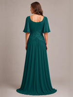 Cowl Neck Mother of the Bride Dress with Applique 
