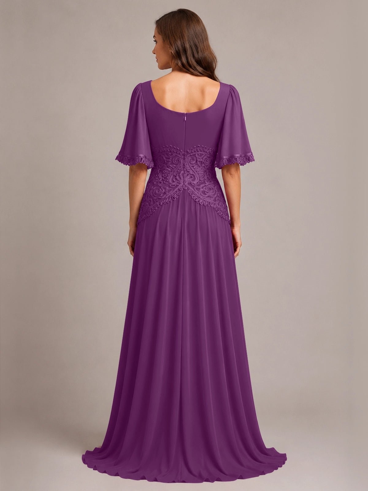 Cowl Neck Mother of the Bride Dress with Applique 